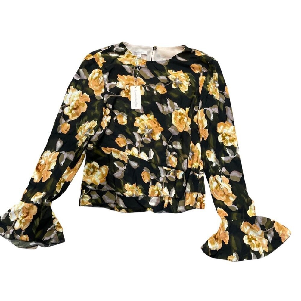 Favorite Daughter Floral Chiffon Ruffle Long Sleeve Top Size Small NWT
